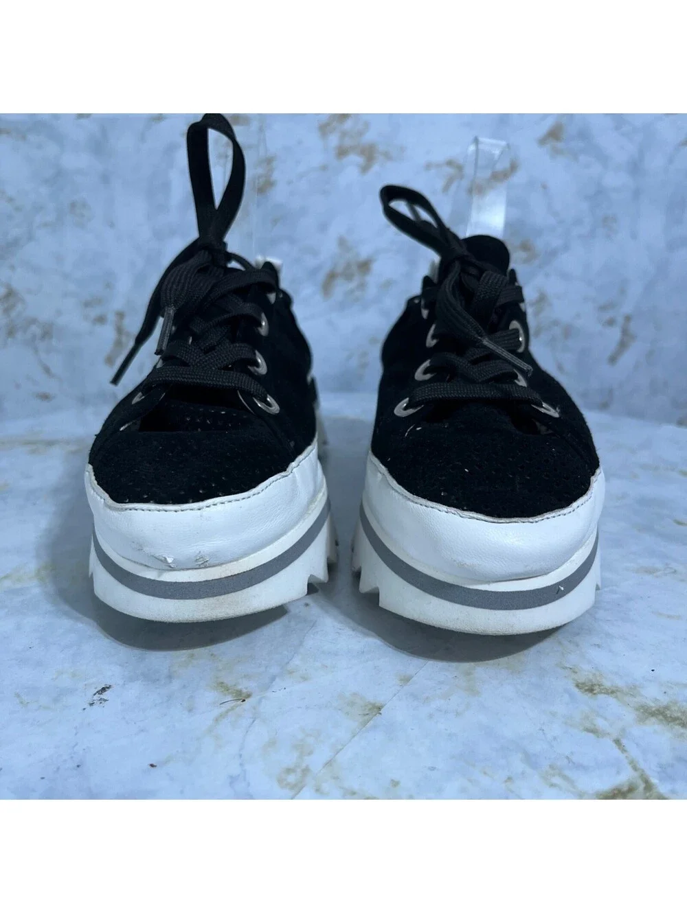 Softwaves Bliss 38 Women's Size 8 Shoes Black White Comfort Platform Sneakers
